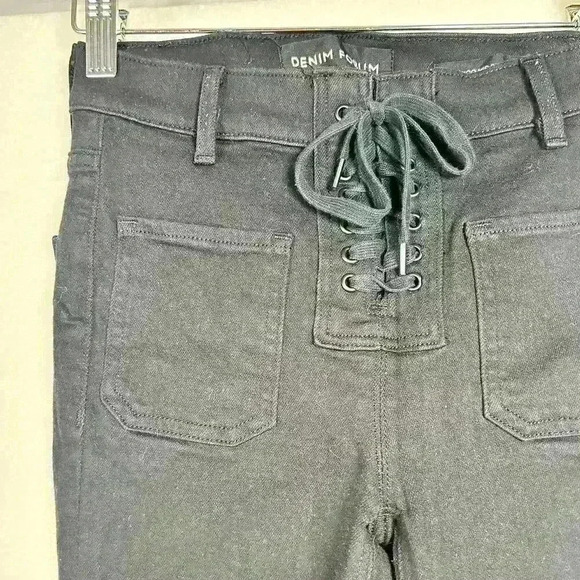 ARITZIA Lace Up Black Nico Mid Rise Skinny Crop Jeans Jeggings  Women 24 - Picture 2 of 10